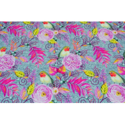 French Terry - Rotkehlchen grau pink